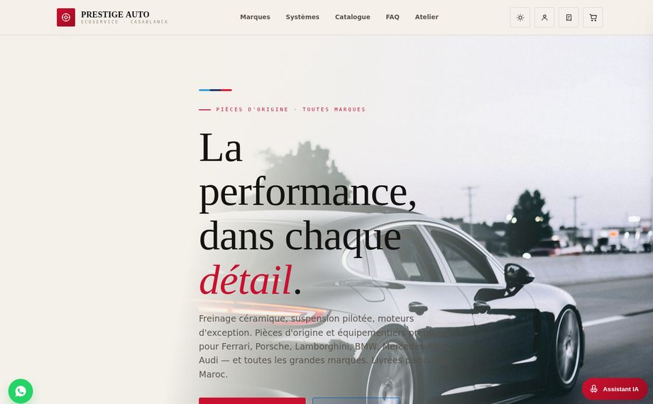 Prestige Auto Casablanca — website by WEVAL